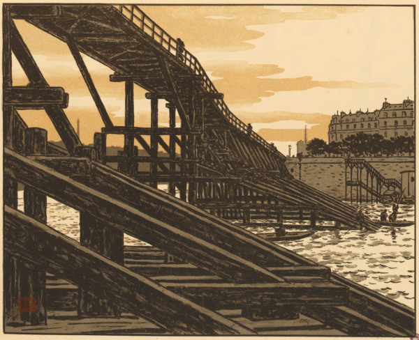 lithographie henri riviere pont